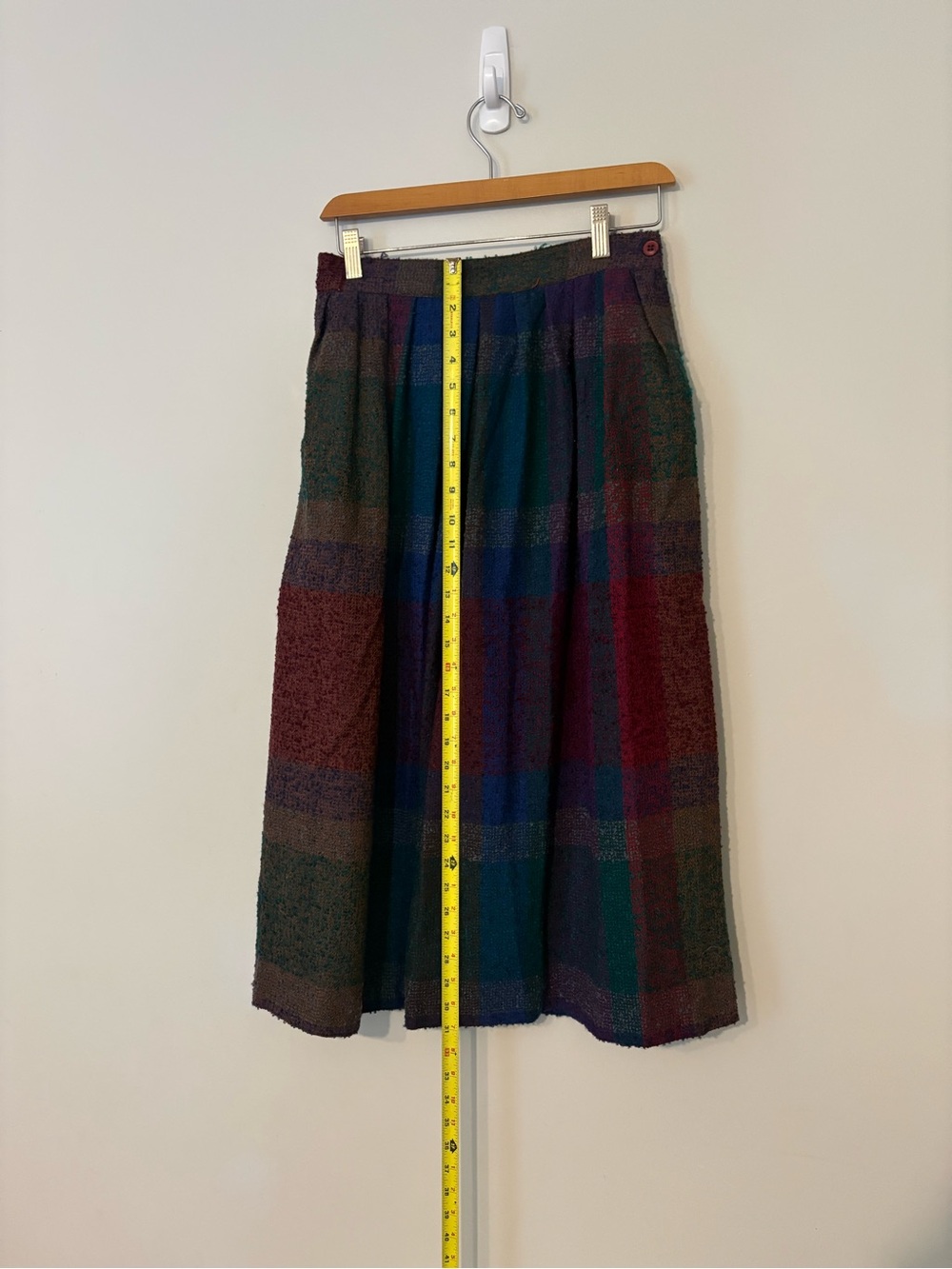 Diane Von Furstenberg Plaid Midi Skirt in Teal, Burgundy & Navy - Picture 8 of 9